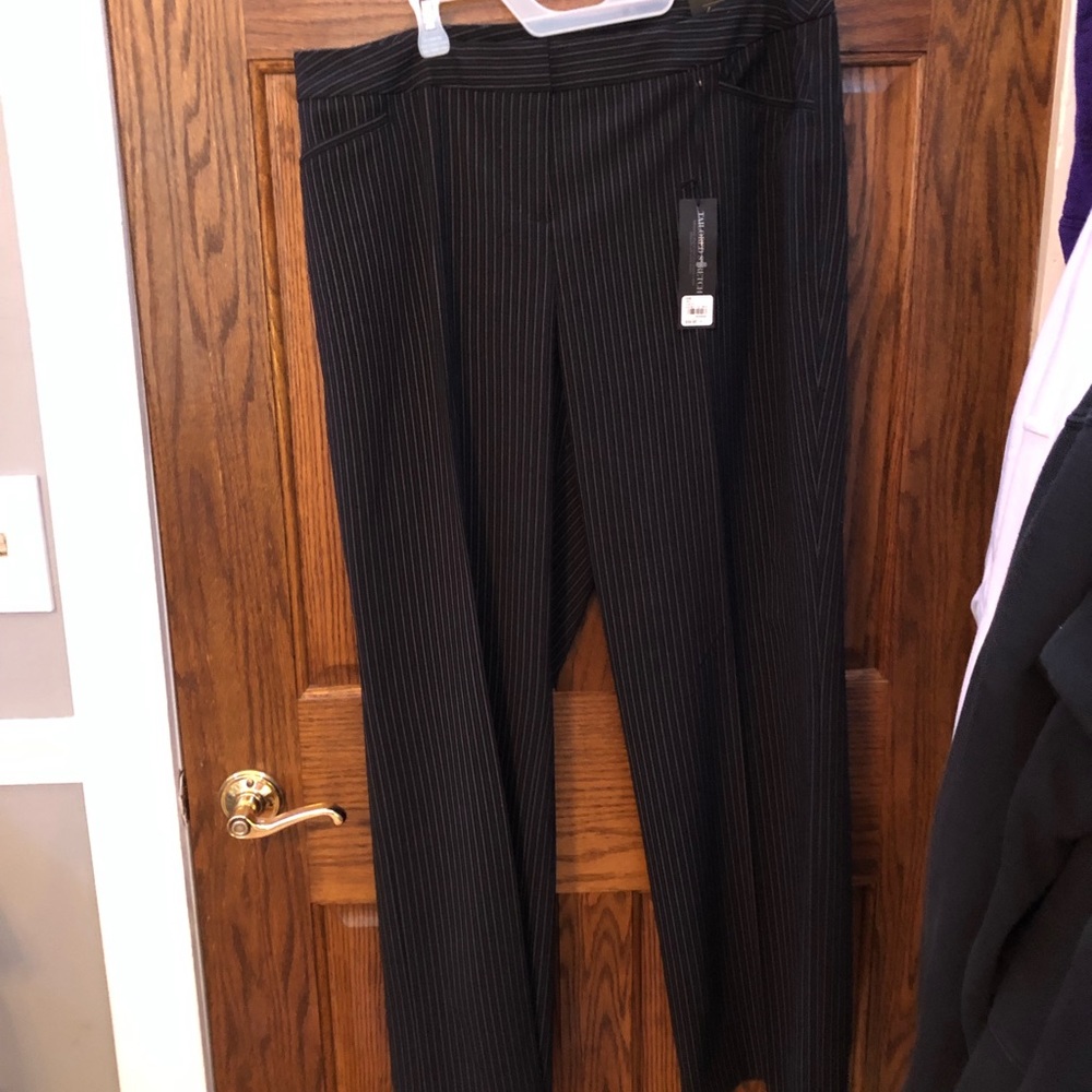 black and white striped dress pants